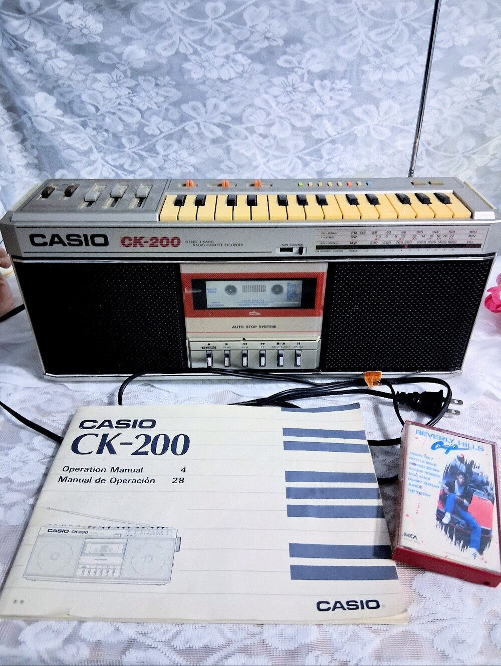 Rare 80s Casio CK-200 Keyboard Boombox Cassette Deck